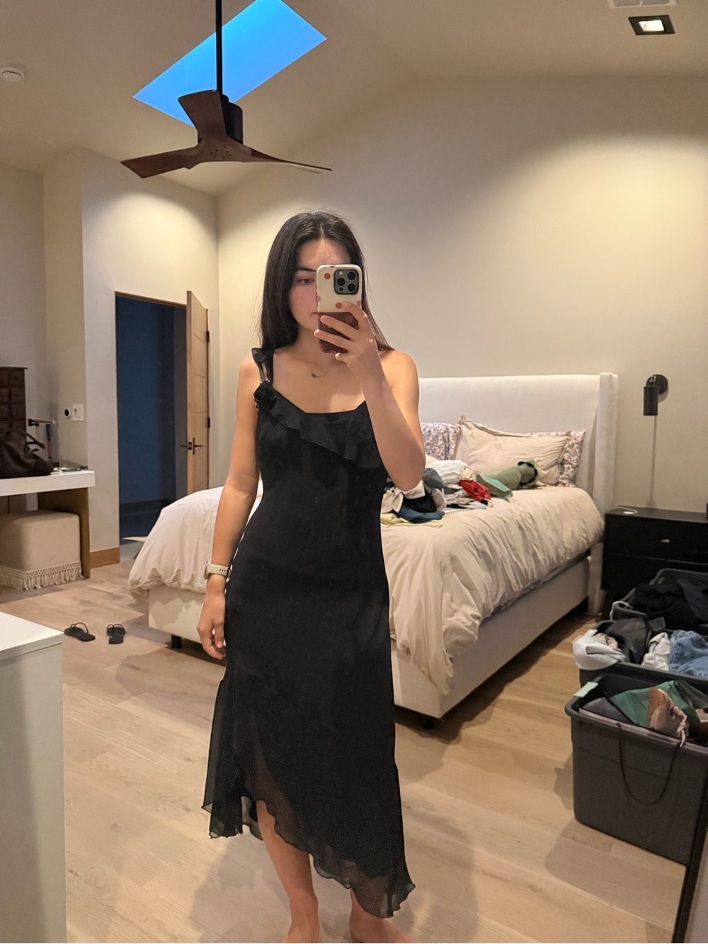 Wilfred aritzia black dress with flower detail size s